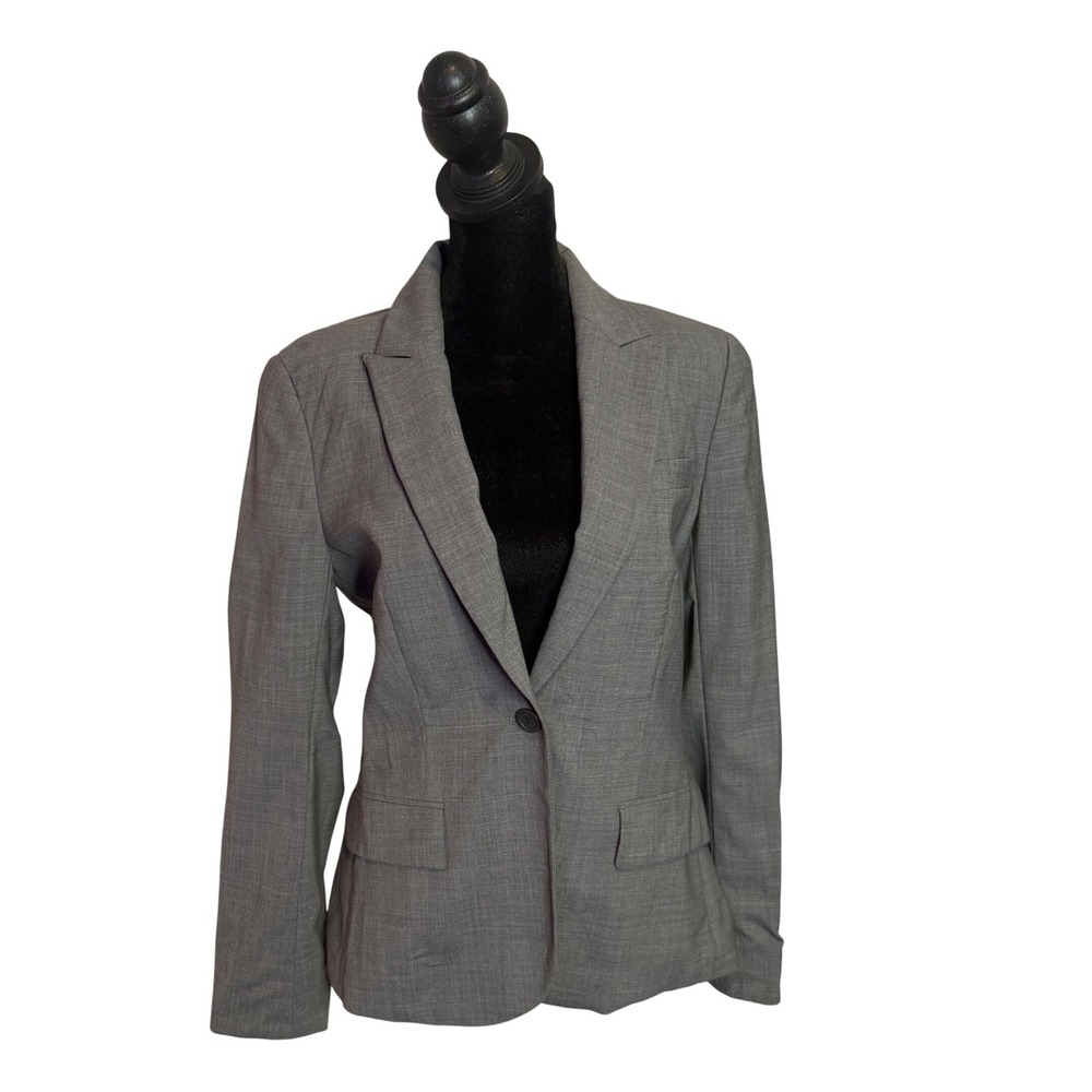 Theory Gabe B Broadway Stretch Wool Blazer Womens 6 Gray Office Career Capsule